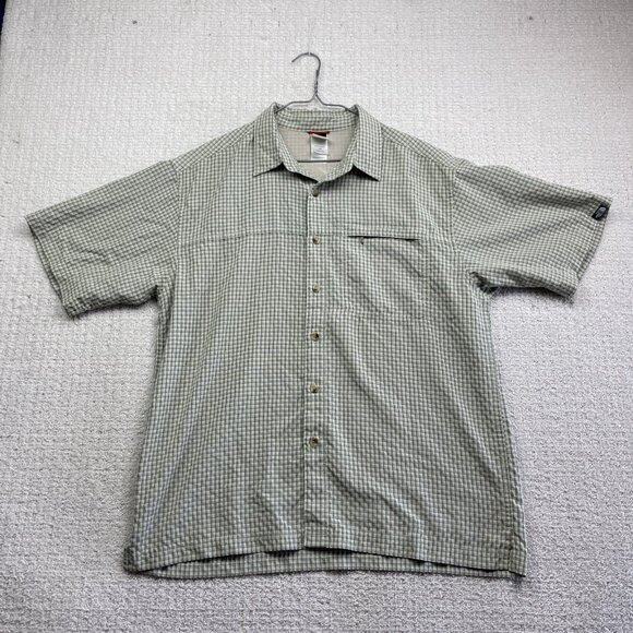 The North Face Button Up Green Plaid Shirt Outdoors Hiking Shirt Mens L Casual - Picture 1 of 14